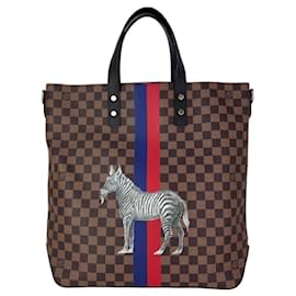 Louis Vuitton-Bolso Atlas Zebra Damier Ébano Savane Louis Vuitton-Castaño