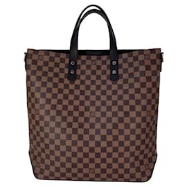 Louis Vuitton-Bolso Atlas Zebra Damier Ébano Savane Louis Vuitton-Castaño