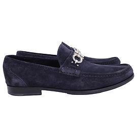 Mocassini Gancini Salvatore Ferragamo in suede blu navy Blu Blu navy