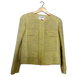 Veste Chanel vert moutarde en coton taille 38 Autre