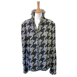 Chaqueta Chanel de tweed pata de gallo negro y gris Negro Gris