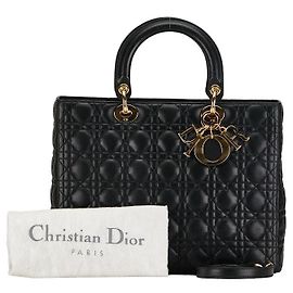 & Other Stories Dior Lady Dior Large Cannage Lambskin Handbag Black