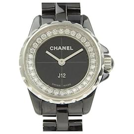 Chanel-Chanel J12 XS Damen-Quarzarmbanduhr mit Diamant-Zifferblatt aus Keramik/Rostfreier Stahl, Schwarz [Gebraucht] in sehr gutem Zustand-Schwarz