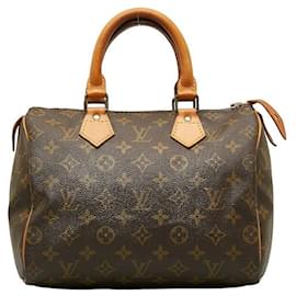 Louis Vuitton-Sac à main Louis Vuitton Monogram Speedy 25 M41109 en cuir PVC marron en bon état-Marron