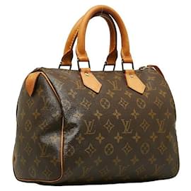 Louis Vuitton-Bolso de mano Louis Vuitton Monogram Speedy 25 M41109 de cuero PVC marrón en buen estado-Castaño