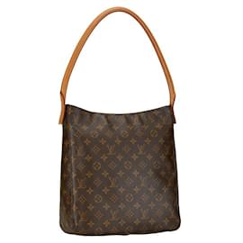 Louis Vuitton-Sac à épaule Louis Vuitton Monogram Looping GM M51145 en cuir PVC marron en très bon état-Marron