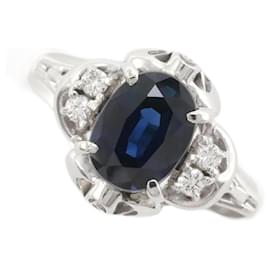 & Other Stories-PT900 Platinum Sapphire Ring Size 13 in Excellent Condition-Silvery