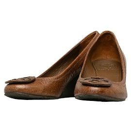 Escarpins compensés en cuir Tory Burch marron Marron