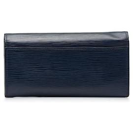 Louis Vuitton-Louis Vuitton Epi Leather Sarah Long Wallet M60585 in Very Good Condition-Blue