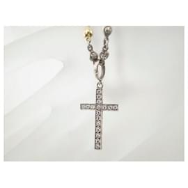& Other Stories Collana con pendente a croce in argento/oro con motivo a cuore in ottime condizioni Argento