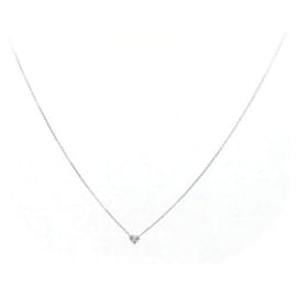 & Other Stories-Vendome Aoyama Diamond Necklace 0.10ct K18WG White Gold in Great Condition-Silvery