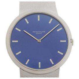 PATEK PHILIPPE Calatrava Orologio Manuale da Uomo in Oro Bianco K18 con Display Blu - Design Raro e Semplice Blu