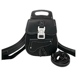 Dior-Dior Leather Gallop Backpack  Leather Crossbody Bag in Excellent condition-Black