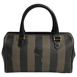 Fendi-Fendi Pequin Boston Bag aus Canvas in sehr gutem Zustand-Braun