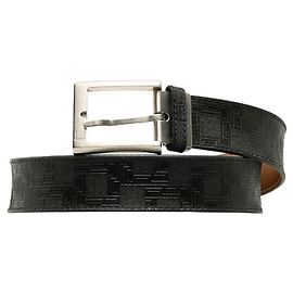 Alfred Dunhill Dunhill Geometric Pattern Leather Belt Black