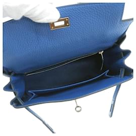 Hermès-Sac 2-en-1 Hermes Kelly Touch 25 Togo Lizard en excellent état-Bleu