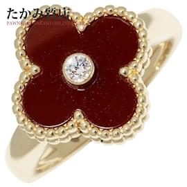 Van Cleef & Arpels K18 Yellow Gold Diamond Carnelian Ring #56 in Great Golden