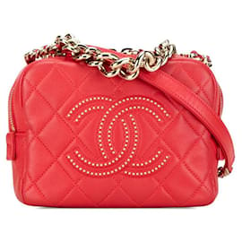 Chanel-Borsa a spalla Chanel Matelassé in pelle di agnello rossa in ottime condizioni-Rosso