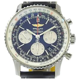 Breitling-Breitling Navitimer - Men's Automatic Silver Watch with Chronograph and Date Function, in Stainless Steel and Leather [Pre-owned] in Great Condition-Silvery