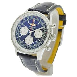 Breitling-Breitling Navitimer - Orologio automatico da uomo in argento con cronografo e funzione data, in acciaio inossidabile e pelle [usato] in ottime condizioni-Argento