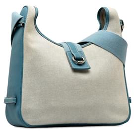 Hermès-Sac à épaule Hermes Sac Toile H-Bleu