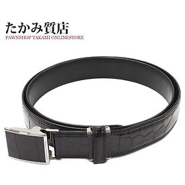 & Other Stories Other Crocodile Belt Black with SS Buckle for Men in Pristine Black