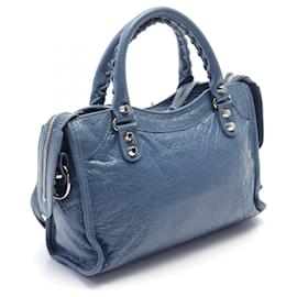 Balenciaga-Balenciaga Classic Mini City Handtasche aus Leder in sehr gutem Zustand-Blau