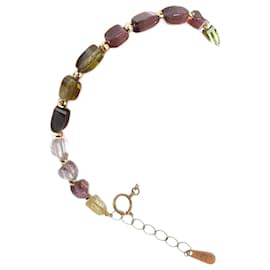 & Other Stories-No Brand Women's Fashionable K18 Yellow Gold Natural Tourmaline Bracelet (Pre-owned) in Great Condition-Golden