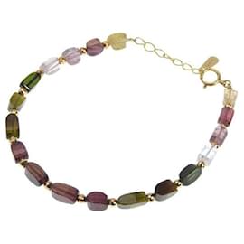 & Other Stories-No Brand Women's Fashionable K18 Yellow Gold Natural Tourmaline Bracelet (Pre-owned) in Great Condition-Golden