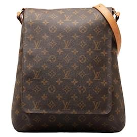 Louis Vuitton-Bolso de hombro largo Louis Vuitton Monogram Musette Salsa M51387 de cuero PVC marrón en muy buen estado-Castaño