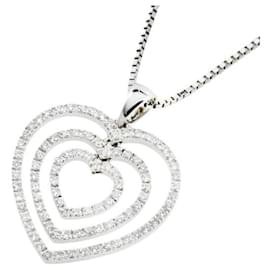 & Other Stories-Jewelry Maki Triple Heart Necklace with 0.62ct Diamonds in K18 White Gold - Women's  in Excellent Condition-Silvery