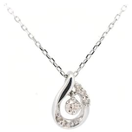 & Other Stories-Pre-owned K18WG Diamond Necklace 18K White Gold in Great Condition-Silvery