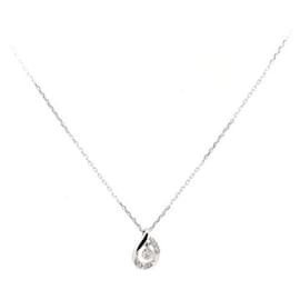 & Other Stories-Pre-owned K18WG Diamond Necklace 18K White Gold in Great Condition-Silvery