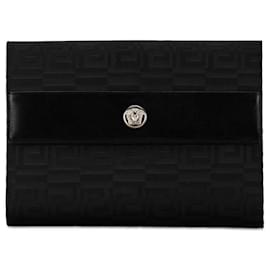 Versace-Carteira bifold Gurkha Medusa vintage Versace em lona e couro preto em ótimo estado-Preto