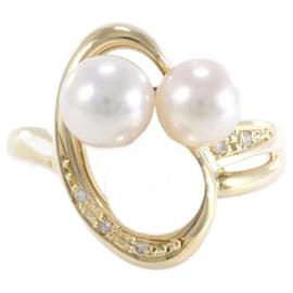 & Other Stories Anello in oro giallo K18 con perla e diamante in eccellenti condizioni D'oro