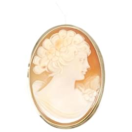 & Other Stories Collana in oro giallo K14 spilla a conchiglia cameo in ottime condizioni Arancione
