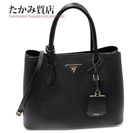 Prada-Prada Calf Leather 2WAY Hand Tote Shoulder Bag 1BG887 in Pristine-Black