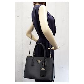 Prada-Prada Calf Leather 2WAY Hand Tote Shoulder Bag 1BG887 in Pristine-Black