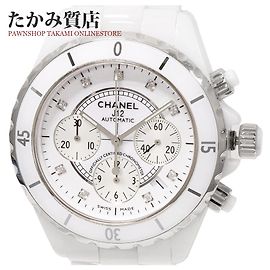 Chanel J12 Automatic H2009 White Ceramic Men's Chronograph Watch in Great White