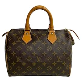 Louis Vuitton-Sac à main Louis Vuitton Speedy 25 en toile M41528 en très bon état-Marron