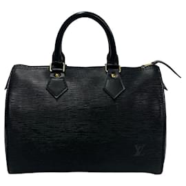 Louis Vuitton-Sac à main en cuir Louis Vuitton Speedy 25 M59032 en très bon état-Noir