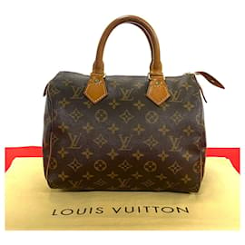 Louis Vuitton-Sac à main Louis Vuitton Speedy 25 en toile M41109 en très bon état-Marron