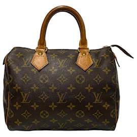 Louis Vuitton-Sac à main Louis Vuitton Speedy 25 en toile M41109 en très bon état-Marron