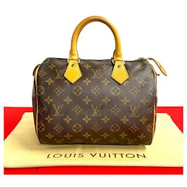 Louis Vuitton-Sac à main Louis Vuitton Speedy 25 en toile en très bon état-Marron