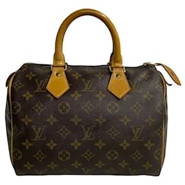 Louis Vuitton-Sac à main Louis Vuitton Speedy 25 en toile en très bon état-Marron