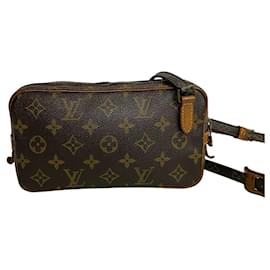 Louis Vuitton-Sac bandoulière en toile Louis Vuitton Pochette Marly Bandouliere M51828 en très bon état-Marron