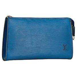 Louis Vuitton-Bolso de mano de cuero Epi Pochette Accessoire M52945 de Louis Vuitton en muy buen estado-Azul