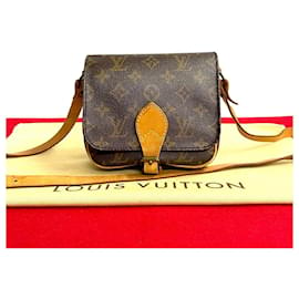 Louis Vuitton-Louis Vuitton Mini Cartouchiere Canvas Shoulder Bag M51254 in Very Good Condition-Brown