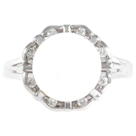 & Other Stories-PT850 Platinum Ring with 9mm Pearl and 0.09ct Diamond in Excellent Condition-Silvery