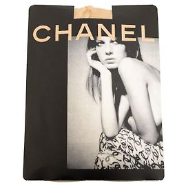 Calze e collant Chanel Cotton Coco Mark Patterned in ottime condizioni Beige